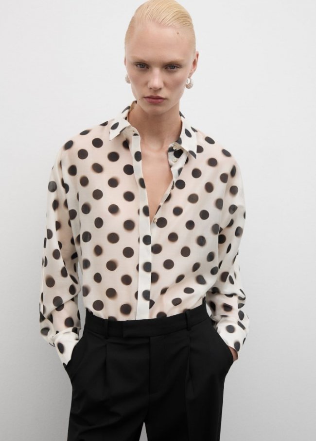 Mango Camisa lyocell lunares - Crudo