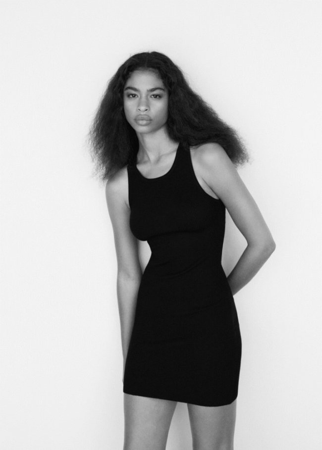 Mango Vestido punto abertura espalda - Negro
