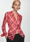 Mango Camisa estampada cuadros - Granate