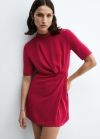 Mango Vestido detalle drapeado - Fucsia
