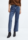 Mango Jeans rectos tiro medio - Azul oscuro