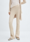 Mango Pantalón canalé wideleg - Beige