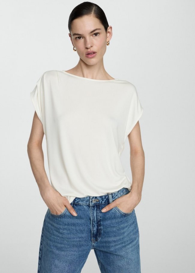 Mango Camiseta manga corta oversize - Crudo