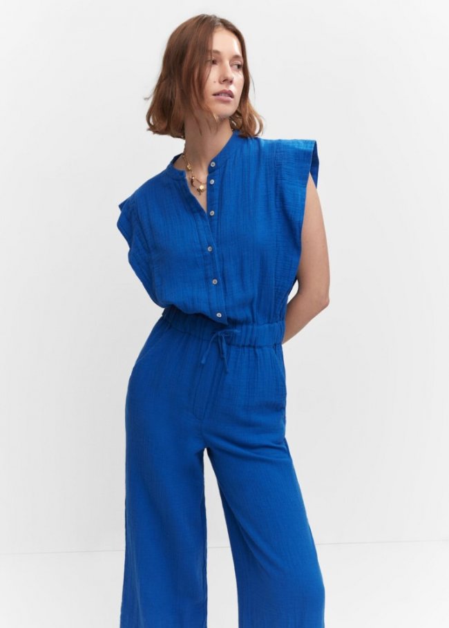 Mango Mono textura botones - Azul