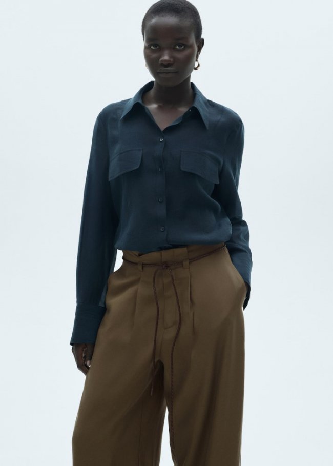 Mango Pantalón lyocell cordón ajustable - Khaki
