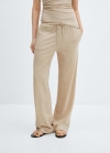 Mango Pantalón wideleg cintura elástica - Arena