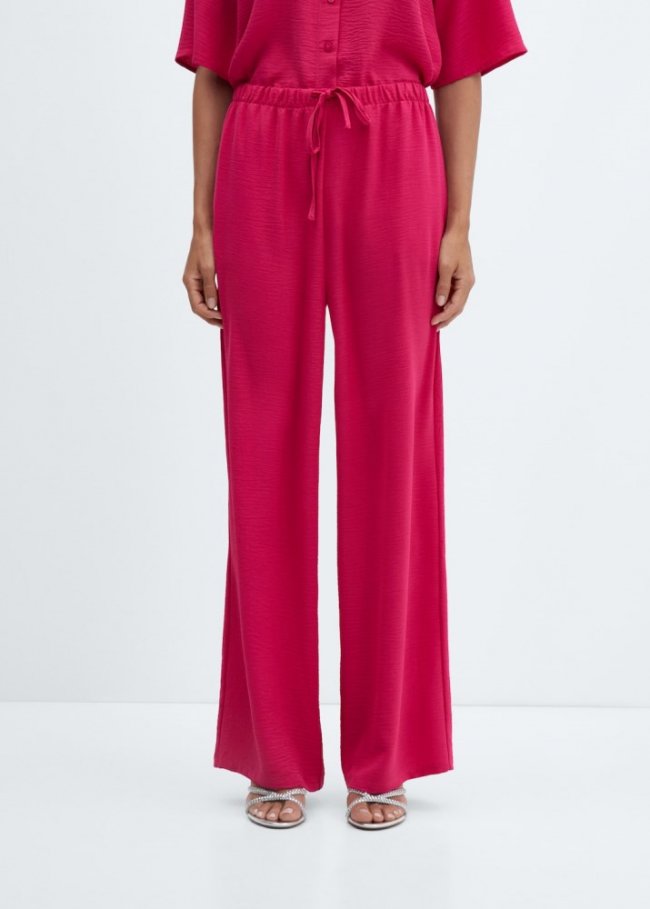 Mango Pantalón wideleg cintura elástica - Fucsia