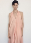 Mango Vestido largo plisado - Salmón