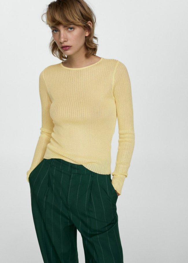 Mango Jersey punto fino canalé - Amarillo pastel