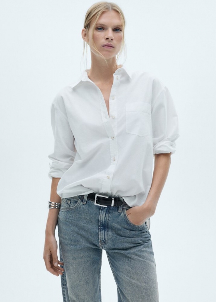 Mango Jeans Miami rectos tiro medio - Azul medio vintage