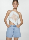 Mango Shorts vaqueros tiro alto - Azul claro