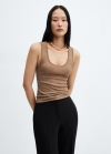 Mango Top punto tirantes anchos - Arena
