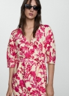 Mango Vestido cruzado estampado floral - Rojo
