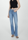 Mango Jeans rectos tiro medio aberturas - Azul medio