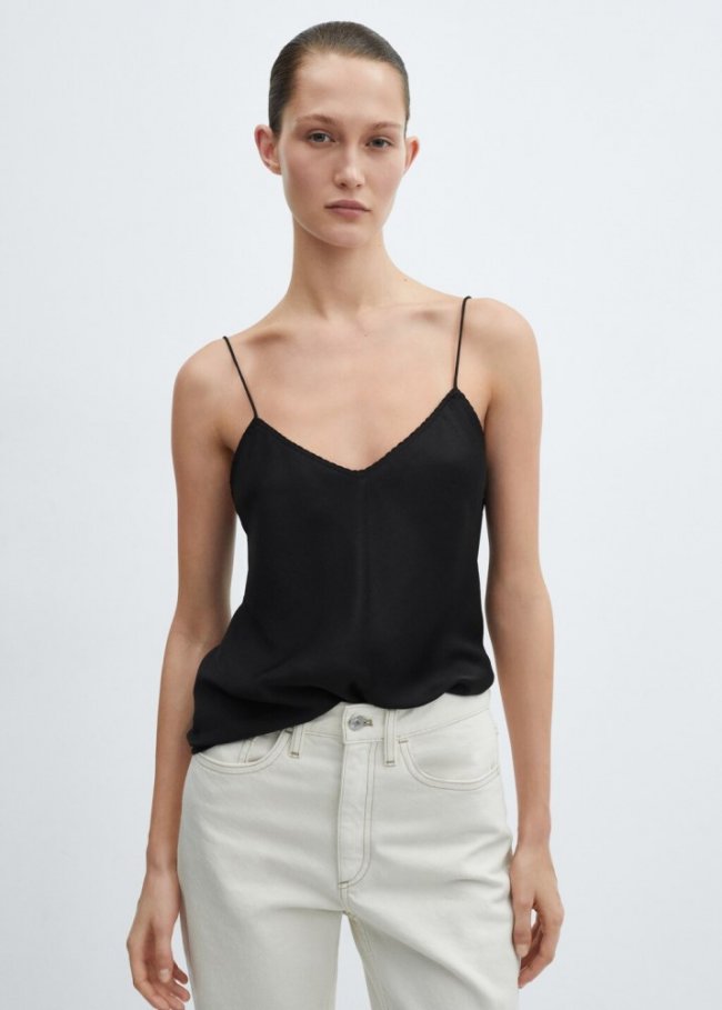 Mango Top lencero tirantes - Negro