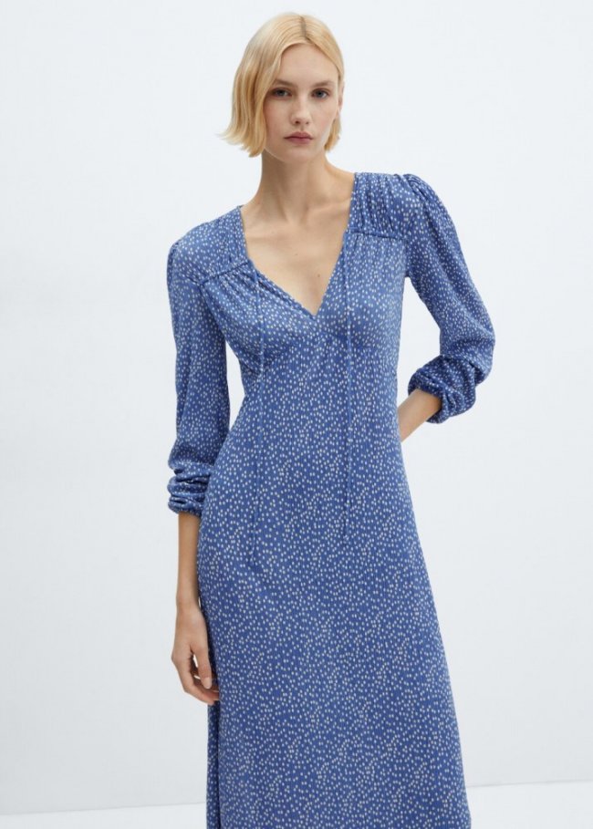 Mango Vestido estampado lazo - Azul