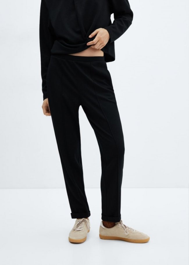Mango Pantalón jogger costuras - Negro