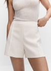Mango Shorts rectos tiro alto - Blanco roto