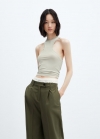 Mango Top halter escotado - Verde agua