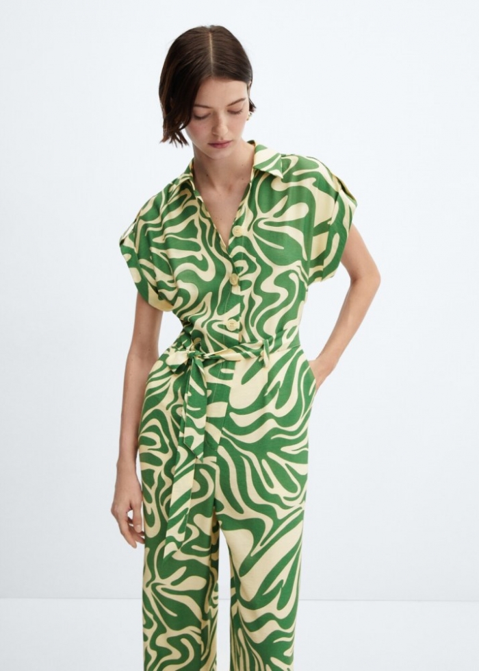 Mango Mono camisero estampado - Verde