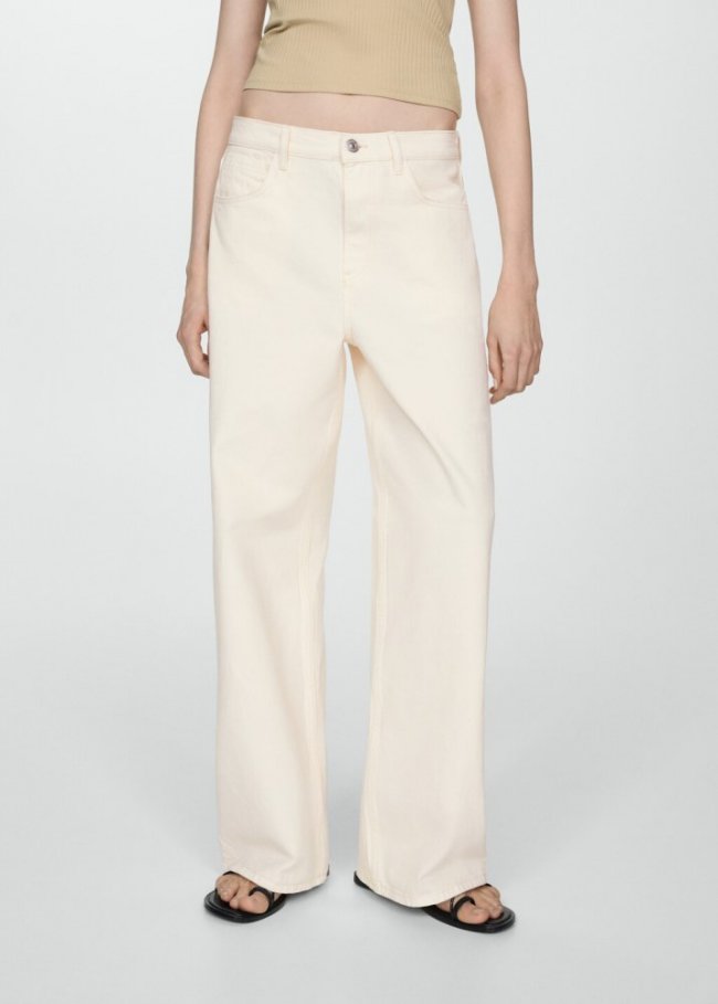 Mango Jeans wideleg loose tiro bajo - Crudo