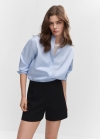 Mango Shorts rectos tiro alto - Negro