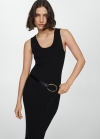 Mango Vestido largo canalé - Negro