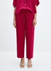 Mango Pantalón recto lino - Fucsia