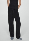 Mango Pantalón punto fino canalé - Gris antracita