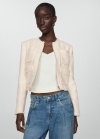 Mango Chaqueta tweed cremallera - Blanco