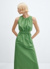 Mango Vestido cintura elástica aberturas - Verde