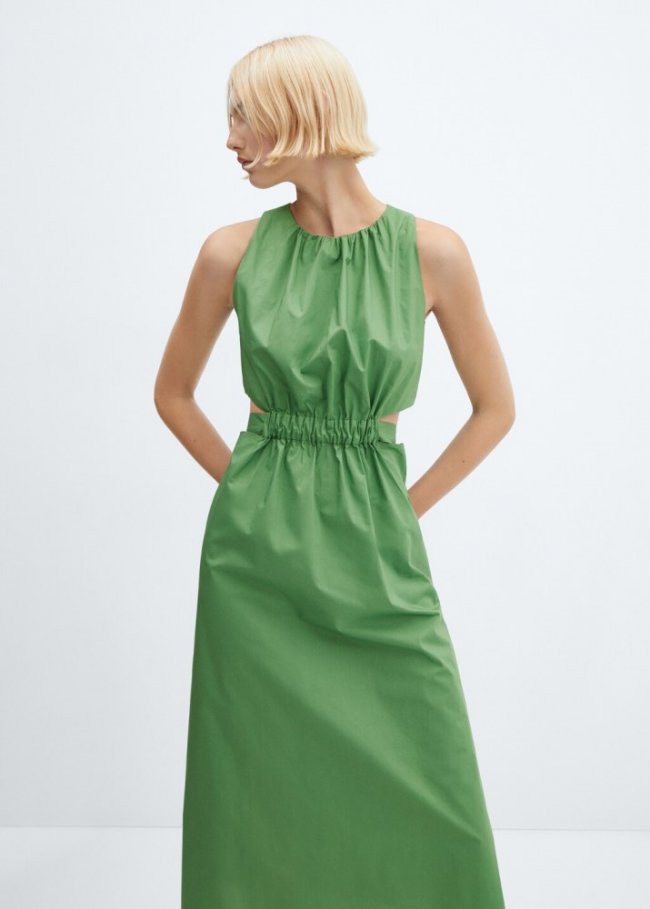 Mango Vestido cintura elástica aberturas - Verde