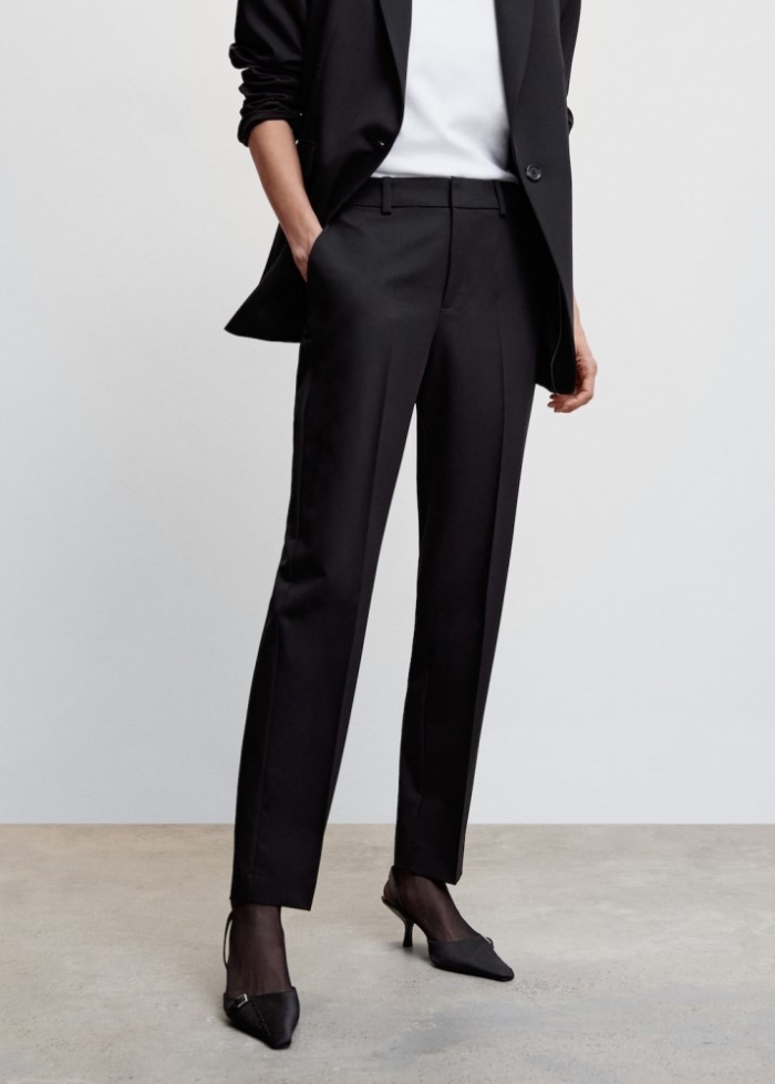 Mango Pantalón recto traje - Negro