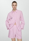 Mango Camisa rayas logo bordado - Rosa pastel