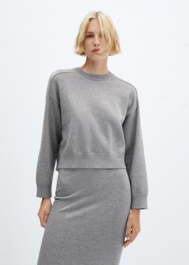 Mango Jersey costuras decorativas - Gris medio vigoré