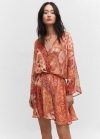 Mango Vestido gasa estampado - Rojo anaranjado