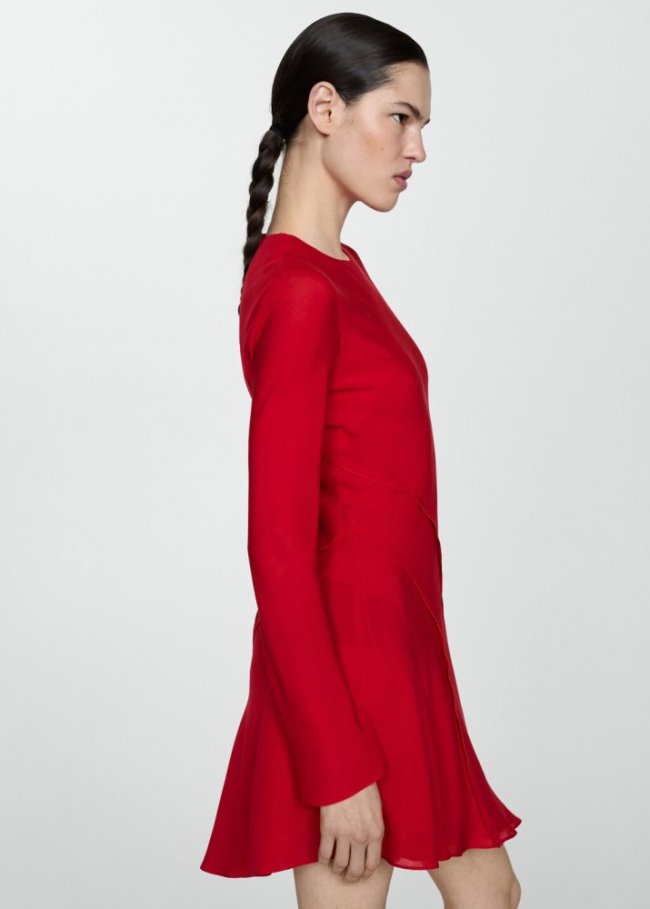 Mango Vestido asimétrico detalle costuras - Rojo