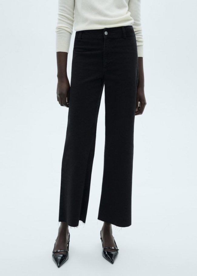 Mango Jeans Catherin culotte tiro alto - Denim negro