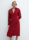 Mango Vestido midi cruzado - Rojo