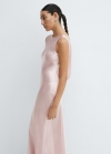 Mango Vestido satinado espalda abierta - Rosa pastel