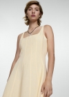 Mango Vestido lino espalda abierta - Amarillo pastel