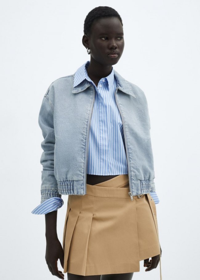 Mango Chaqueta bomber vaquera - Azul claro