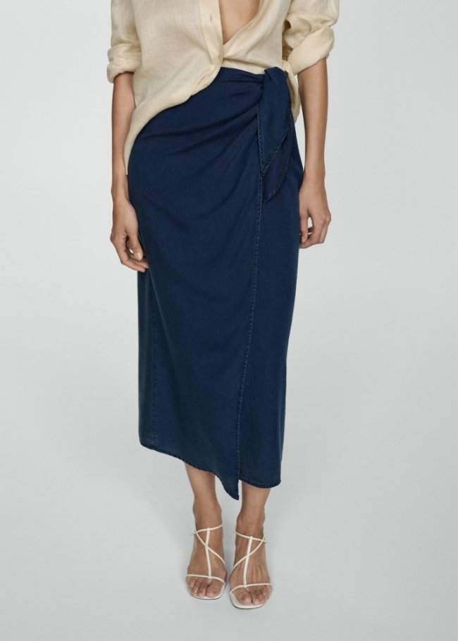 Mango Falda pareo lyocell - Azul oscuro