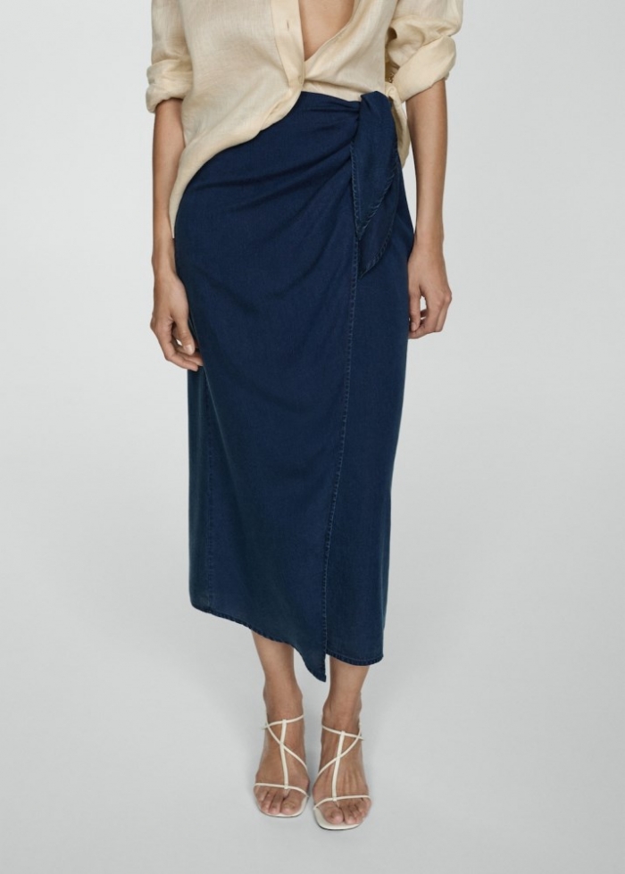 Mango Falda pareo lyocell - Azul oscuro