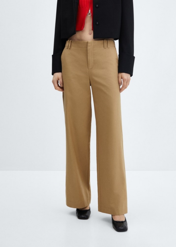 Mango Pantalón wideleg lyocell - Beige