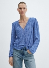 Mango Blusa estampada lazo - Azul