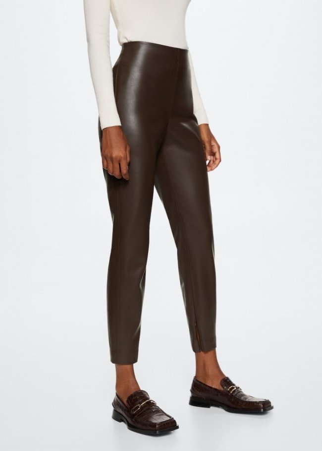 Mango Leggings efecto piel aberturas - Chocolate
