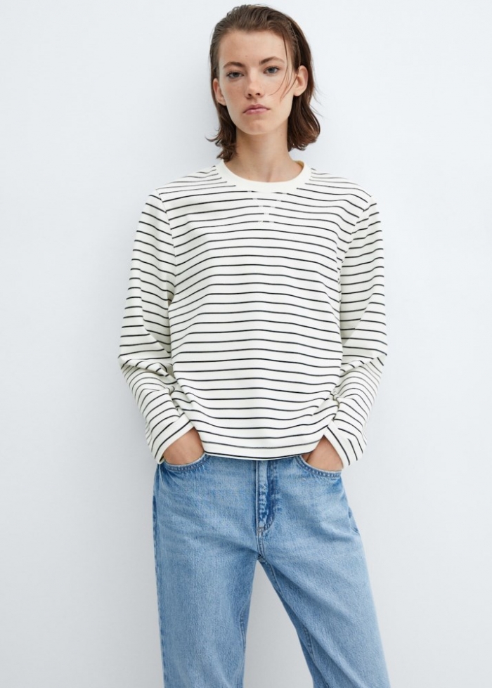 Mango Sudadera rayas - Azul