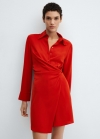 Mango Vestido cruzado drapeado - Rojo