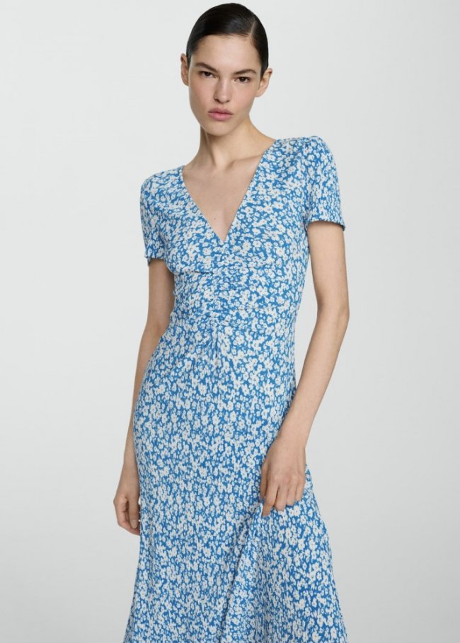 Mango Vestido estampado floral - Azul